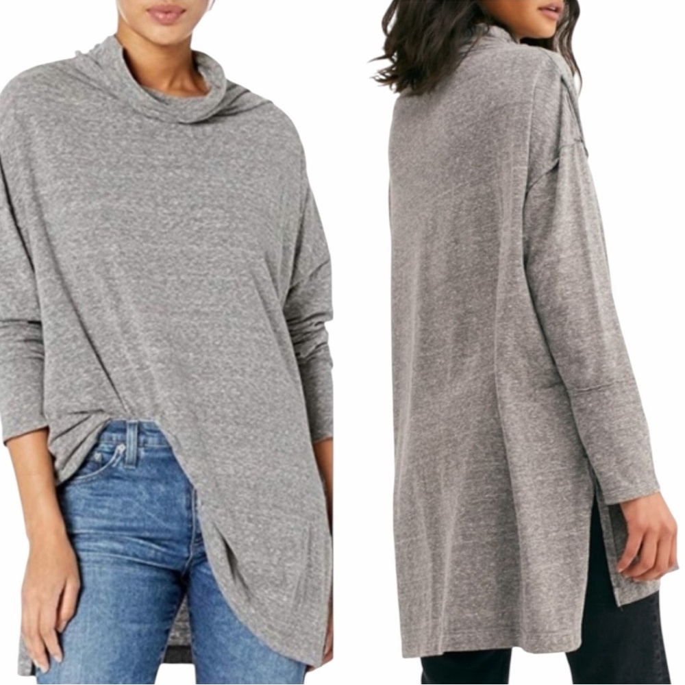 Lightweight We The Free Bella Vista Oversized Tunic Top Gray – Cowl Neck Boho M